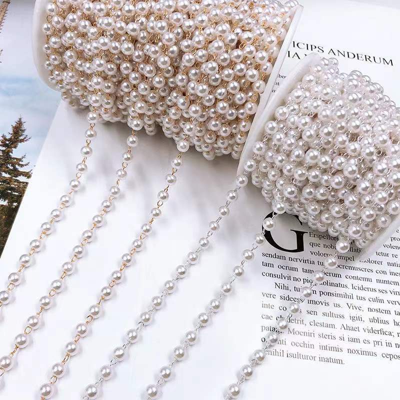 Pearl Trim Chain - 1 Meter Rantai Manik-manik Imitasi Mutiara