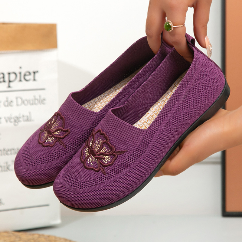 Embellish Knit - Sepatu Loafer Rajut Wanita, Model Slip-On,