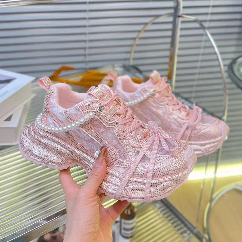 Crystal Mesh Fabric - Sepatu Sneakers Wanita Berkualitas Tinggi, Sepatu