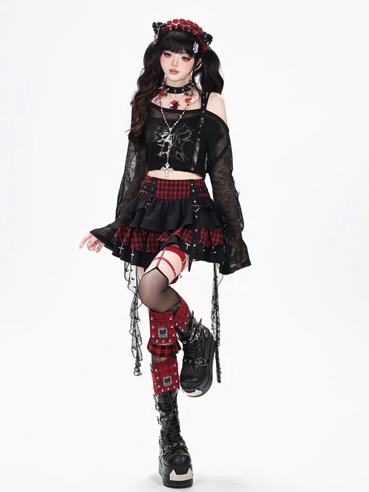 Y2K Punk Gothic Kawaii Set 3PC - Elastic Lace Trim ulasan dan harga