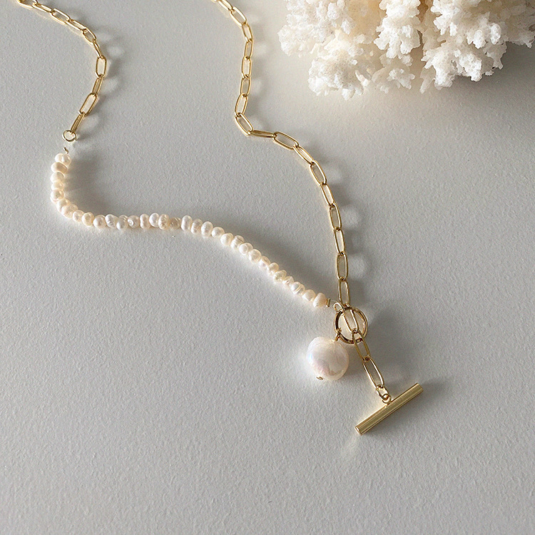 100% Mutiara Air Tawar Barok A - Pearl Trim Chain ulasan dan harga