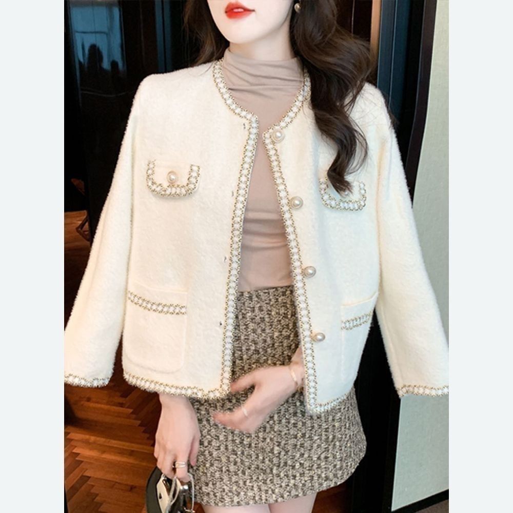 Jaket Pendek Wanita Elegan War - Pearl Trim Chain ulasan dan harga