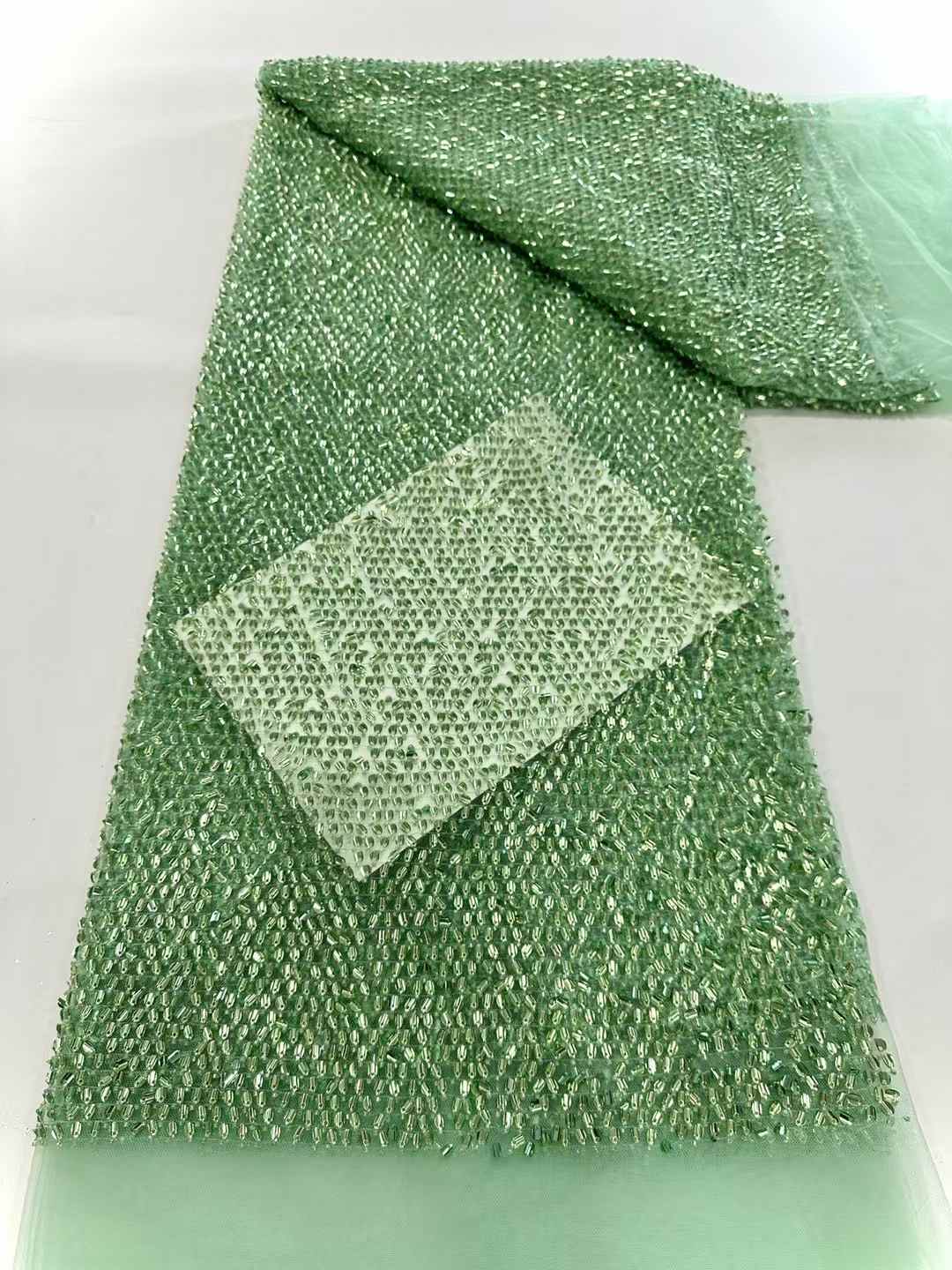 Renda bordir payet kristal 202 - Crystal Mesh Fabric ulasan dan harga