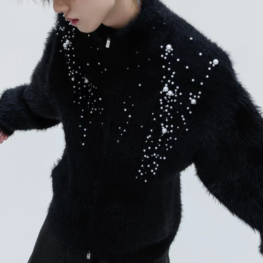 Kardigan Sweater Rajut Tebal E - Embellish Knit ulasan dan harga